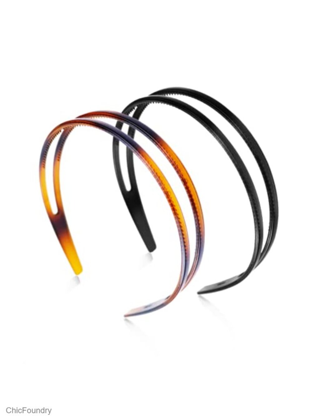 2-Pack Double Row Teeth Plastic Headband Non-Slip Hair Hoop for Women Chic